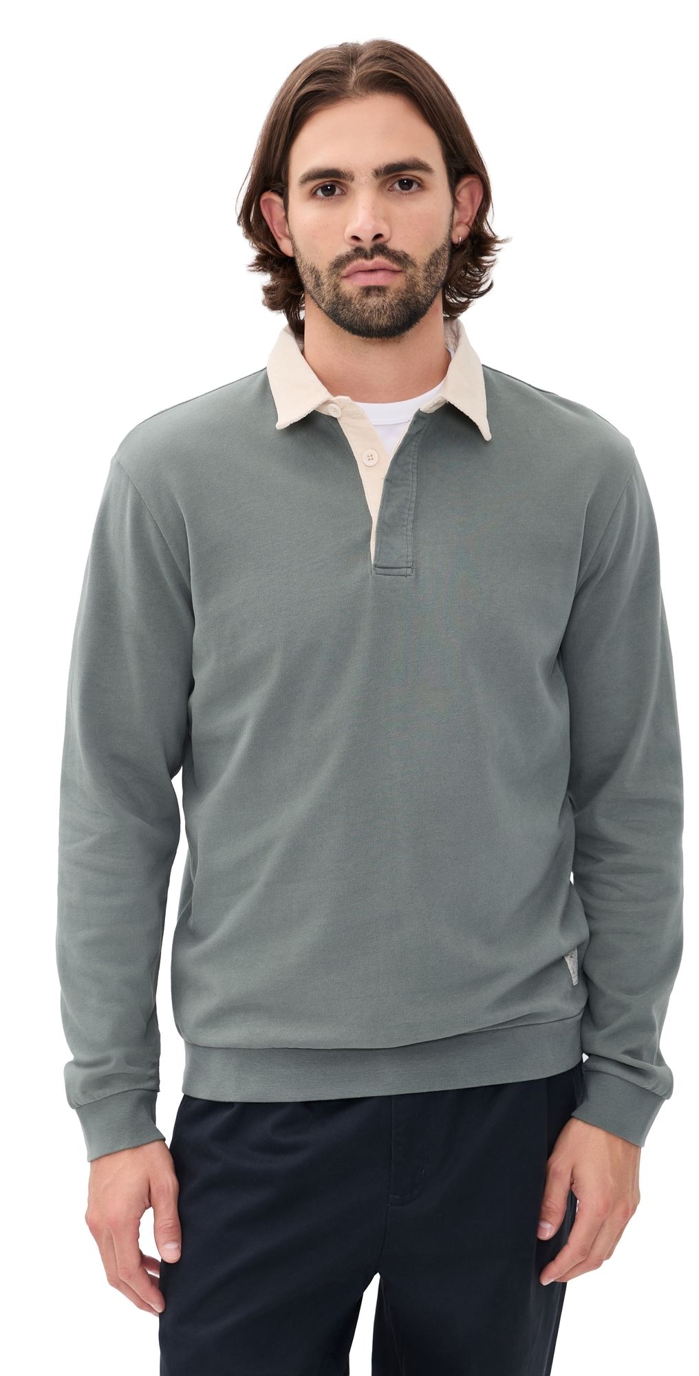 Marine Layer Sueded Rugby Polo Balsam Green Heather M