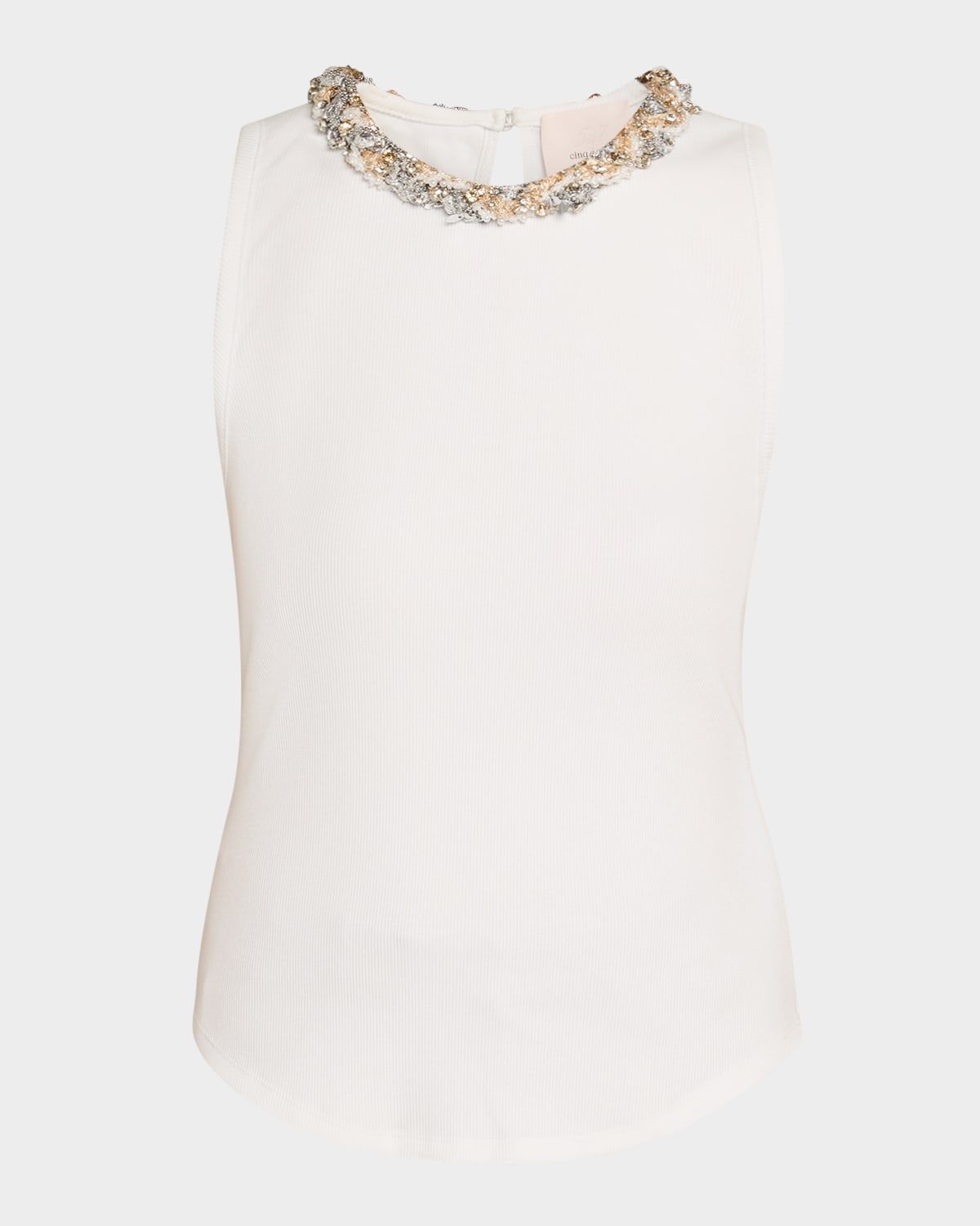 Lizzie Encrusted Braid Necklace Tank Top