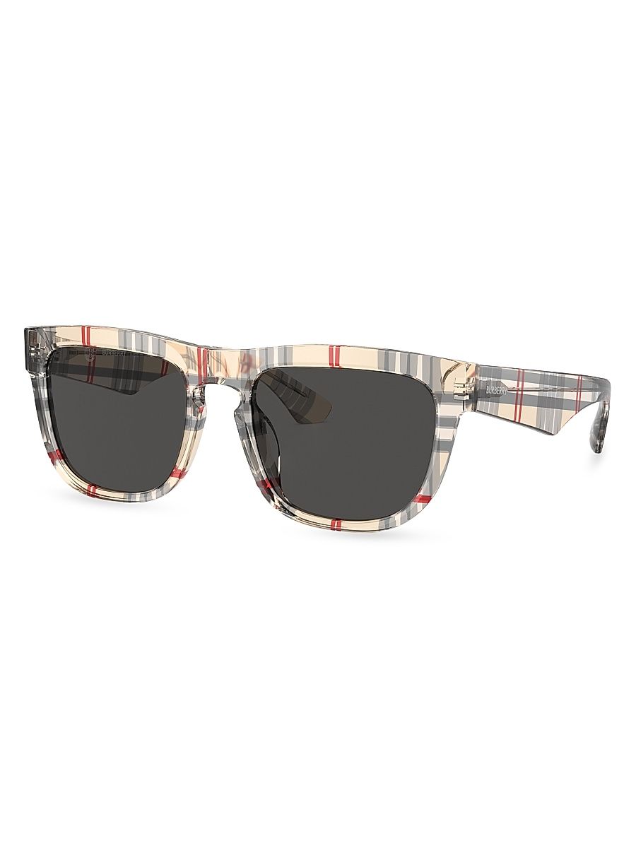 Men's 56MM Plaid Square Sunglasses - Burberry Plaid Dark Grey