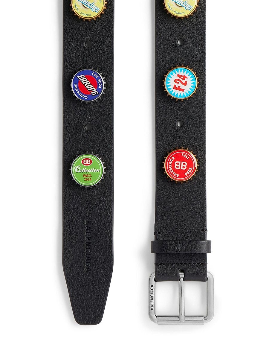 Men's Bottle Caps Belt - Black - Size 40