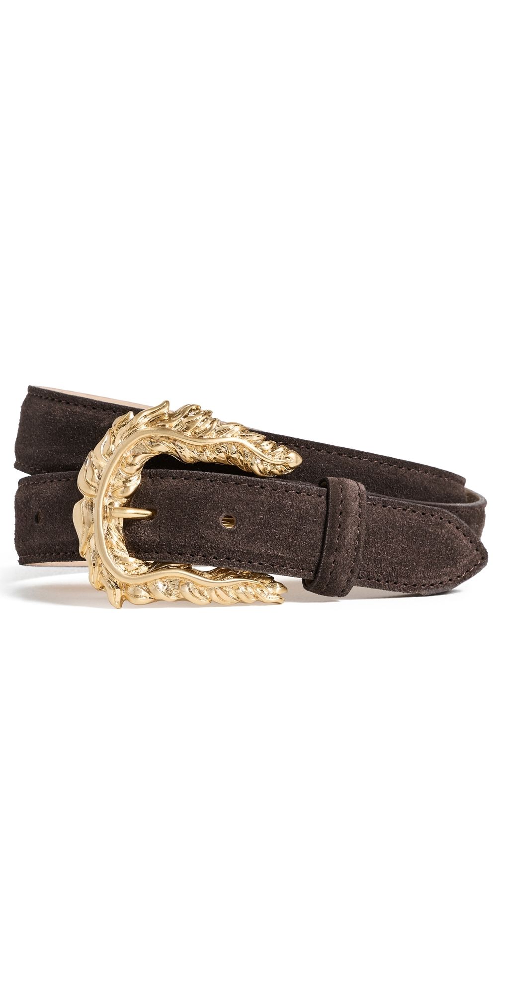 L'AGENCE Sedaris Feathered Edge Belt Chocolate Suede L