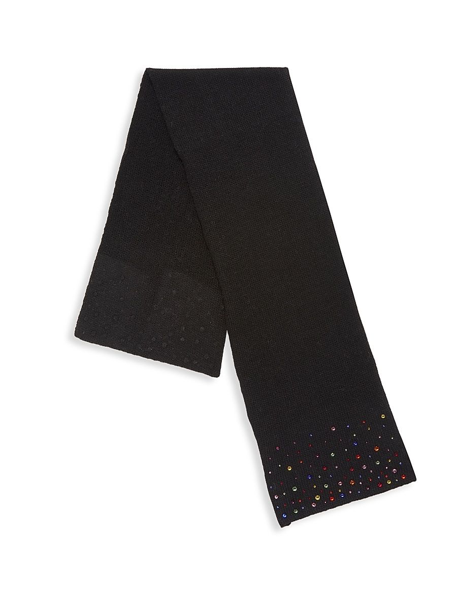 Girl's Carolyn Rowan x Stephanie Gottlieb Knit Crystal Scarf - Black Rainbow
