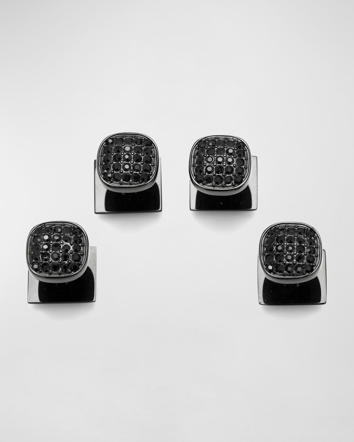 Men & apos;s Black Stainless Steel Black Pave Crystal Studs