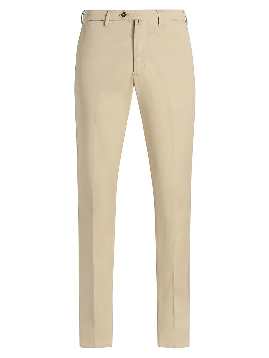 Men's Flat-Front Trousers - Beige - Size 40