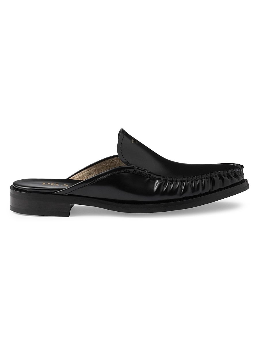 Women's Brushed Leather Mules - Black - Size 5