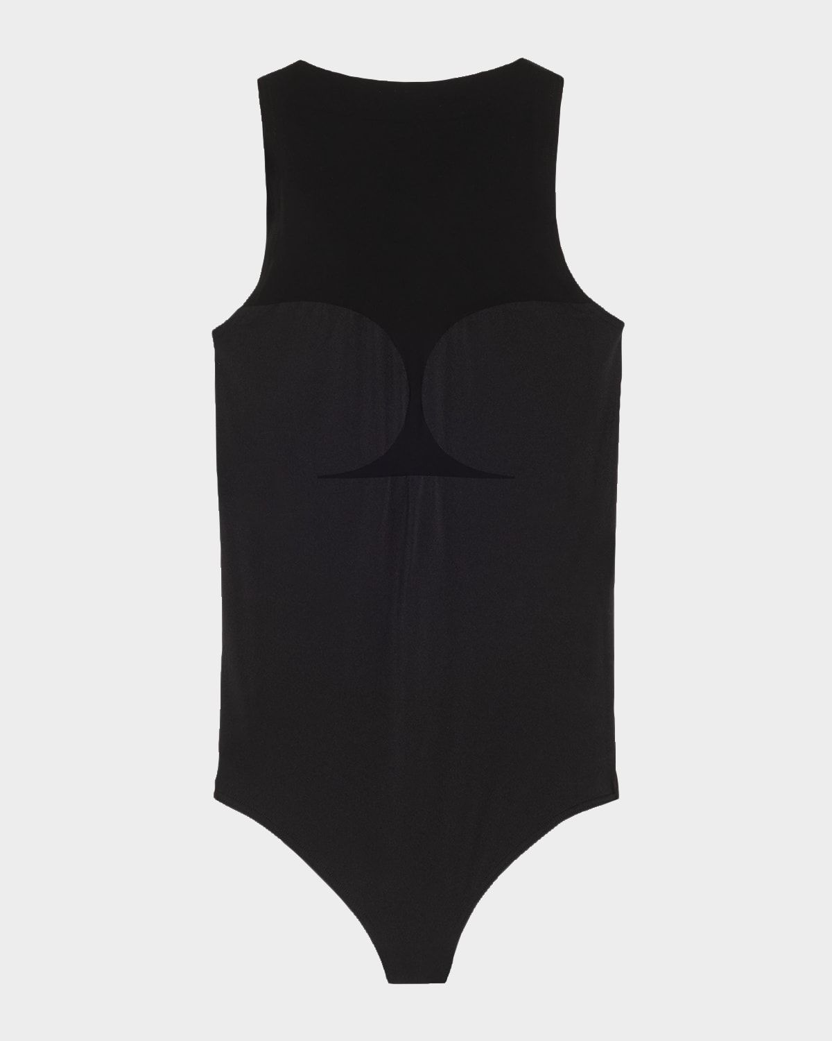 Corset-Effect Sleeveless Bodysuit with Sheer Panels