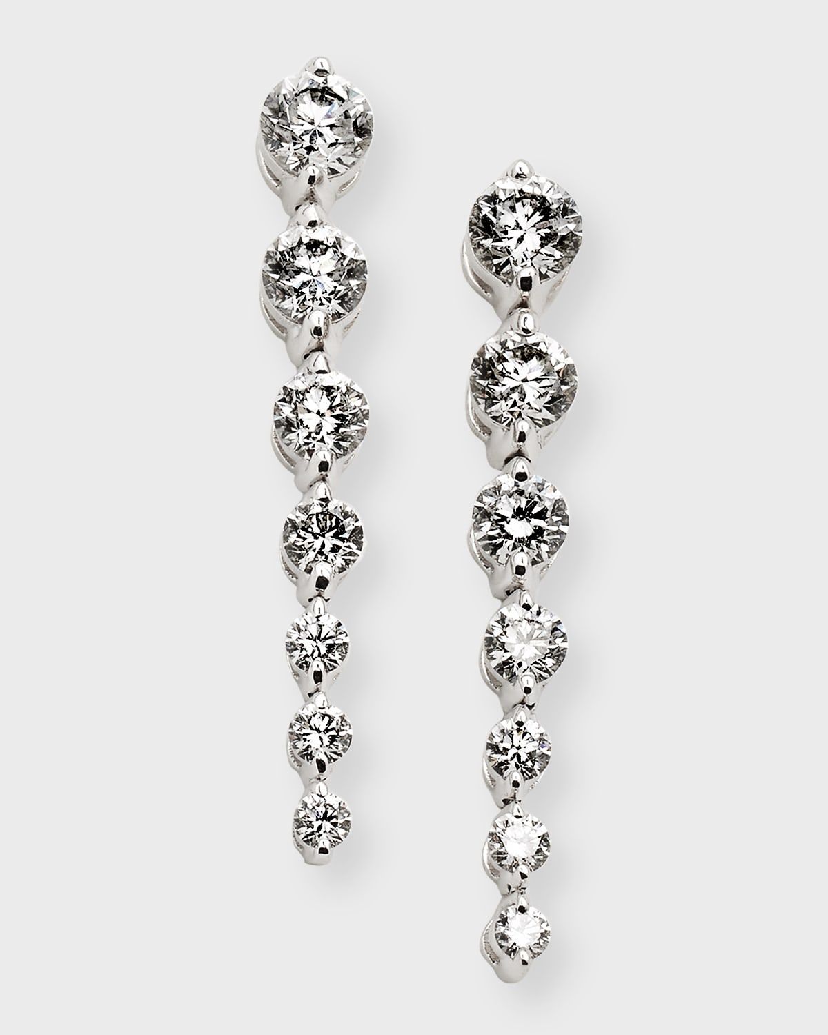 18K White Gold Graduated Diamond Drop Earrings