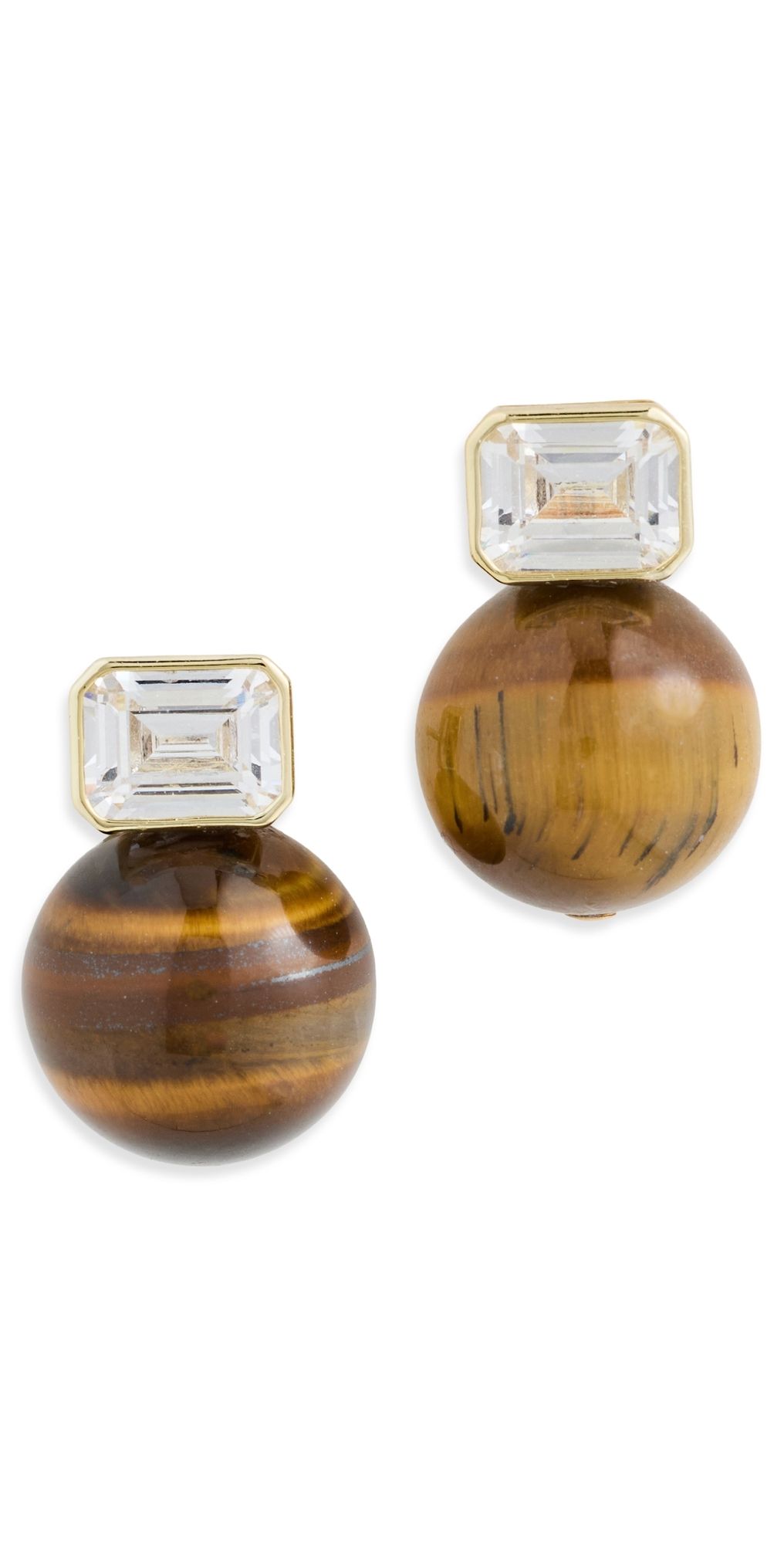 SHASHI Baguette Tiger Eye Earrings Gold/Tiger Eye One Size
