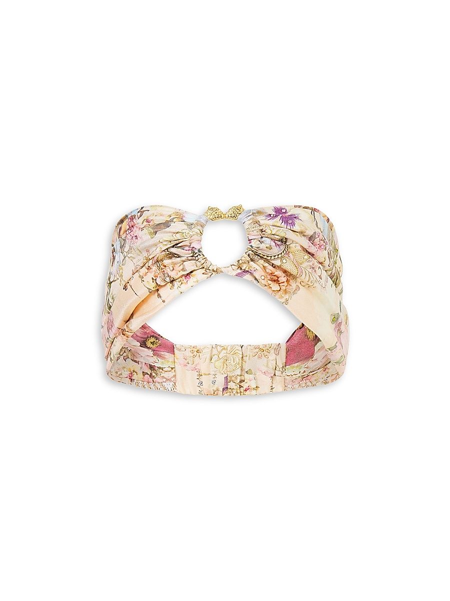Women's Adorned in Aranjuez Goldtone Ring Silk Headband - Adorned In Aranjuez
