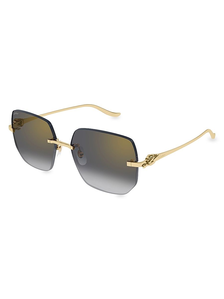 Women's Panthère Classic 57MM Square Sunglasses - Gold Dark Grey