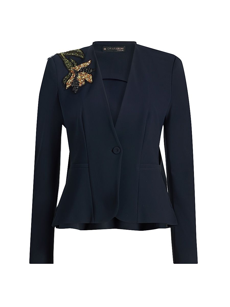Women's Momby Embellished Collarless Blazer - Dark Midnight - Size 14