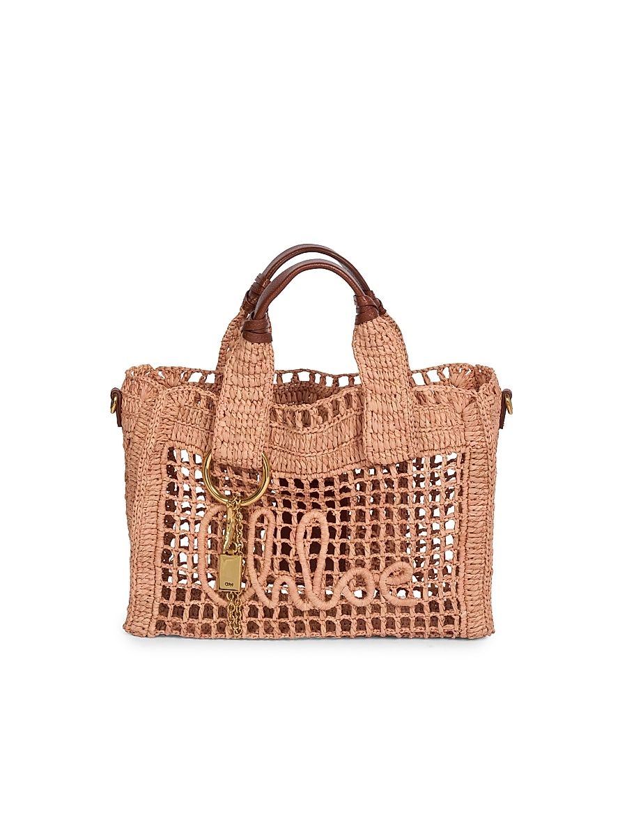 Women's Summer Banana Mini Raffia Top Handle Bag - Clay Brown