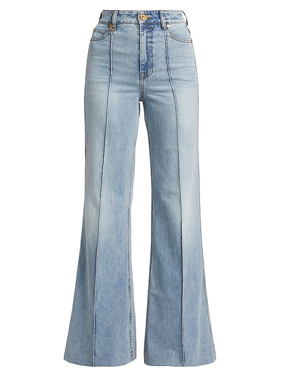 Women's Wide-Leg Flared Jeans - Sea Foam - Size 28