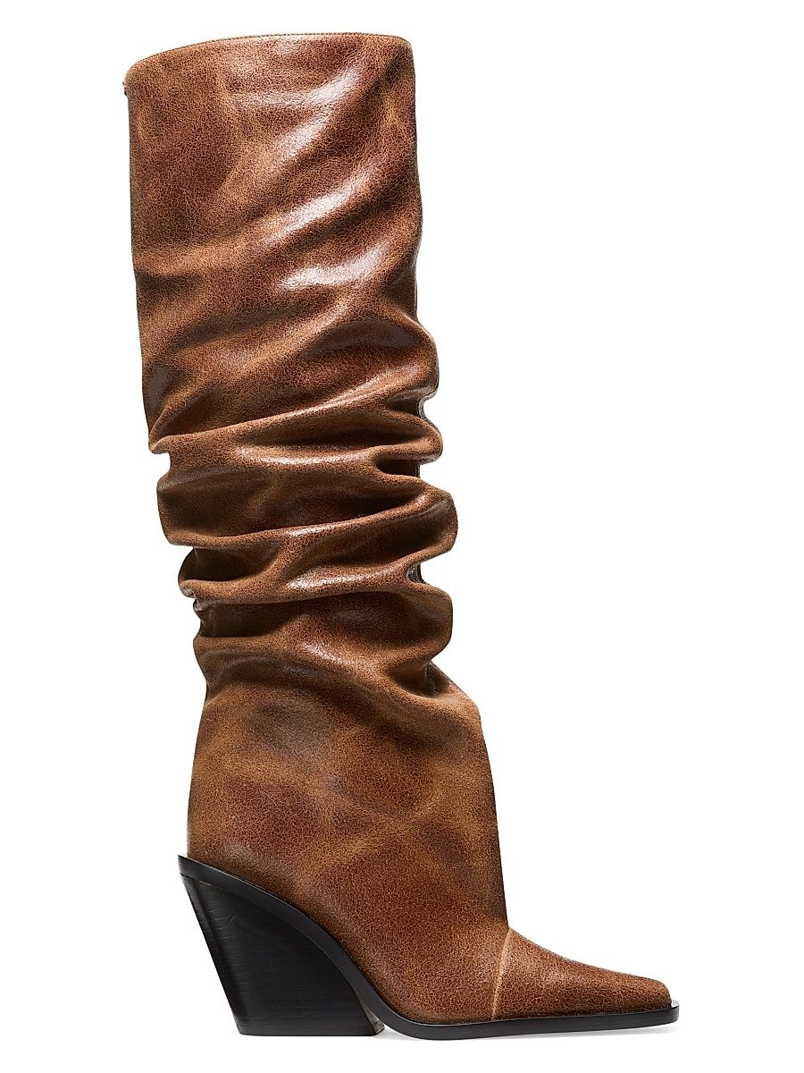 Women's Noemie Leather Wedge Boots - Luggage - Size 7