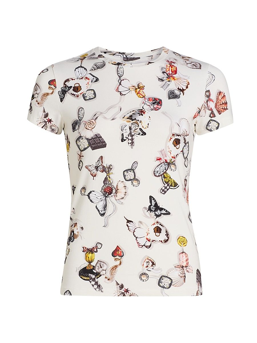 Women's Ressi Lock Butterfly Crewneck T-Shirt - Ecru Lock Butterfly - Size XS