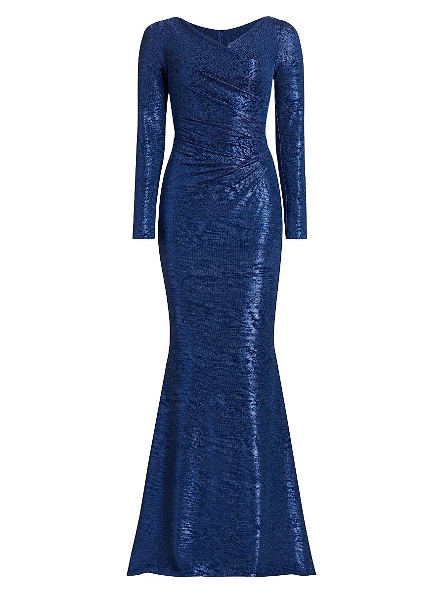 Women's Draped Jersey Gown - Electric Blue - Size 12