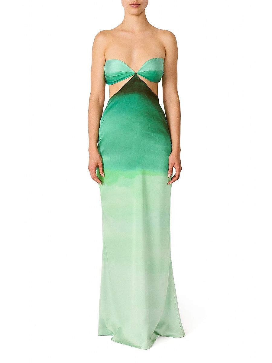 Women's Islote Riri Ombré Strapless Maxi Dress - Evergreen - Size Large