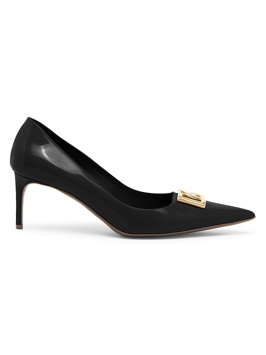 Women's 65MM Logo Leather Pumps - Black - Size 8.5