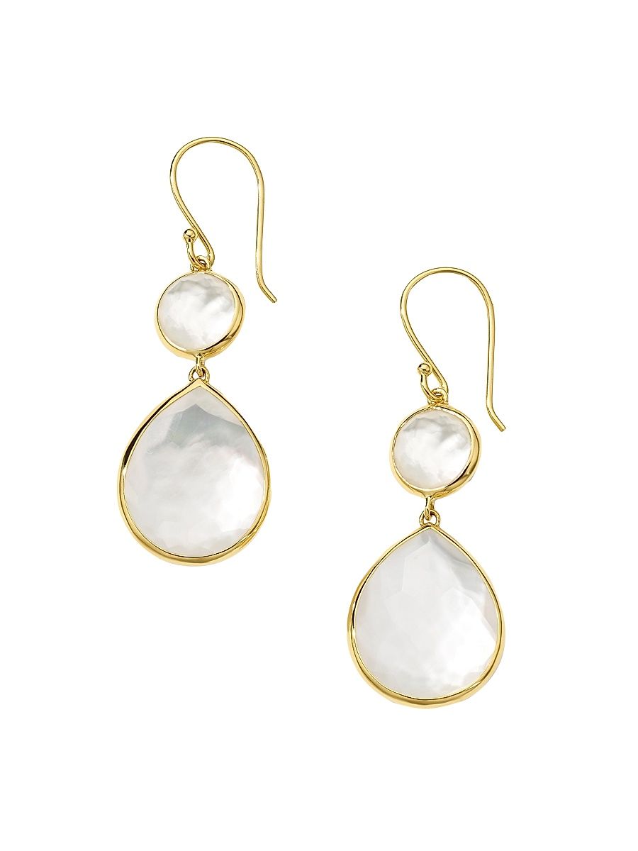 Women's 18K Gold Rock Candy Snowman Rock Crystal & Mother-Of-Pearl Drop Earrings - Gold