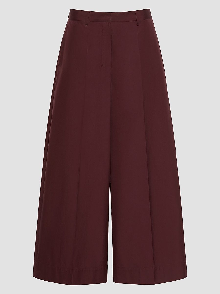 Women's Cotton Poplin Trousers - Dark Red - Size 14