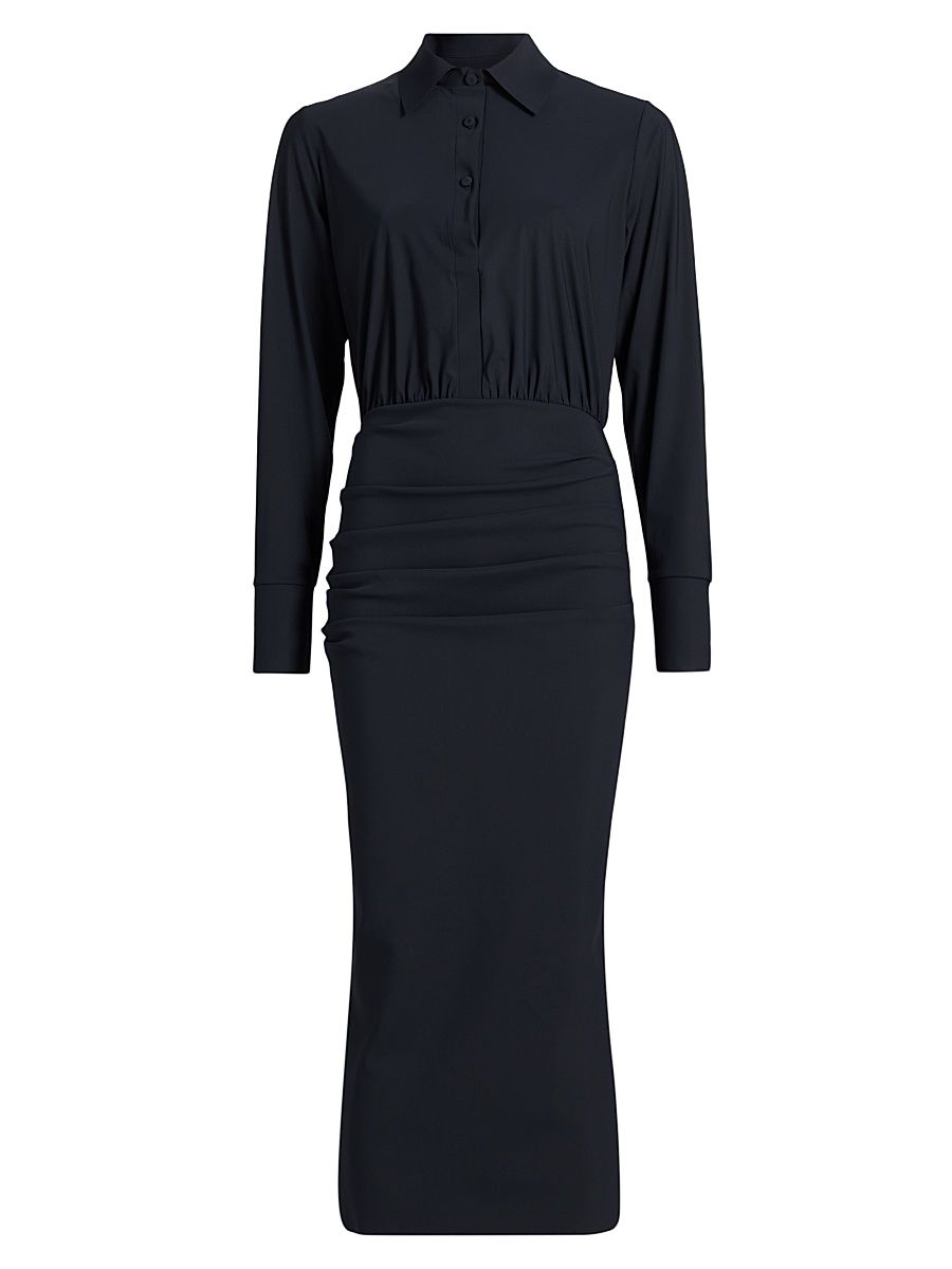 Women's Azora Shirred Sheath Midi-Dress - Midnight - Size 10