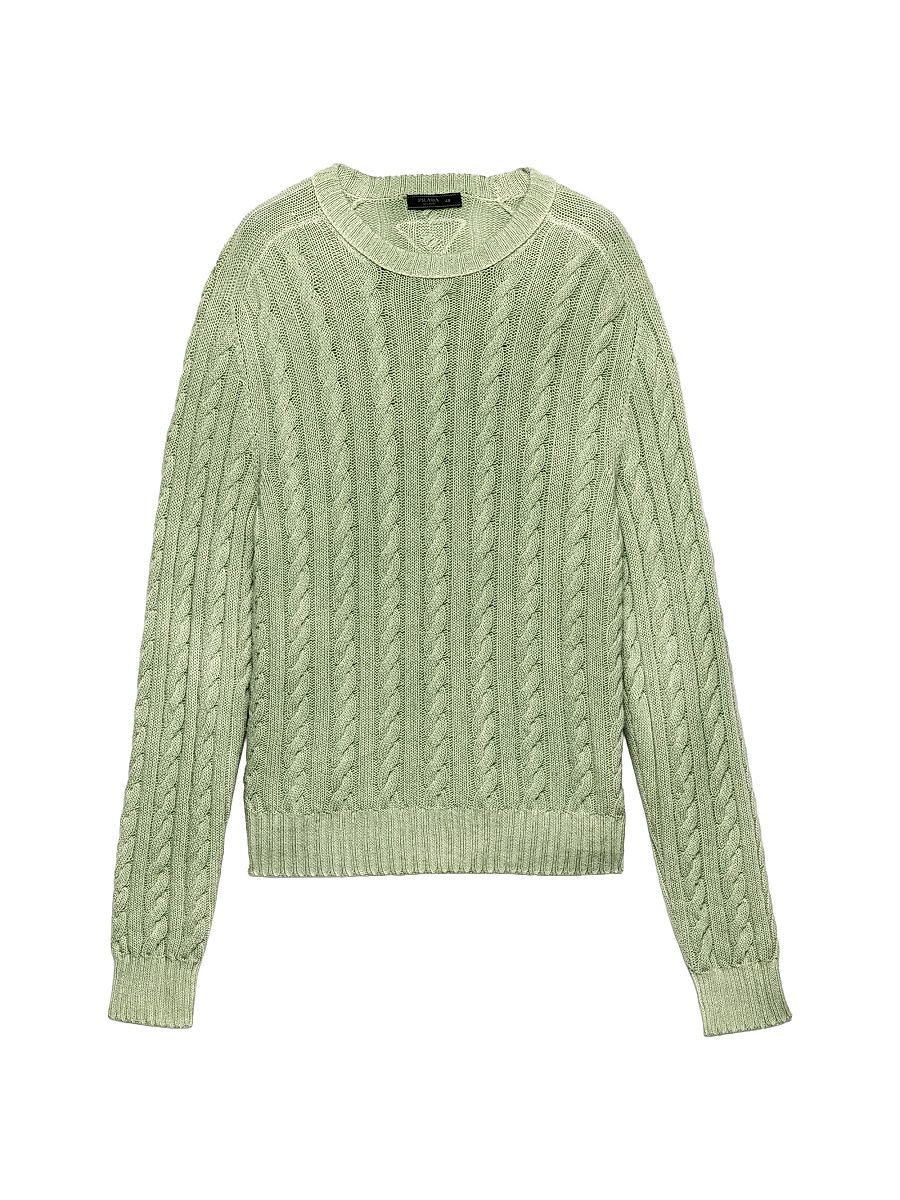 Men's Wool and Cashmere Crewneck Sweater - Green - Size 42