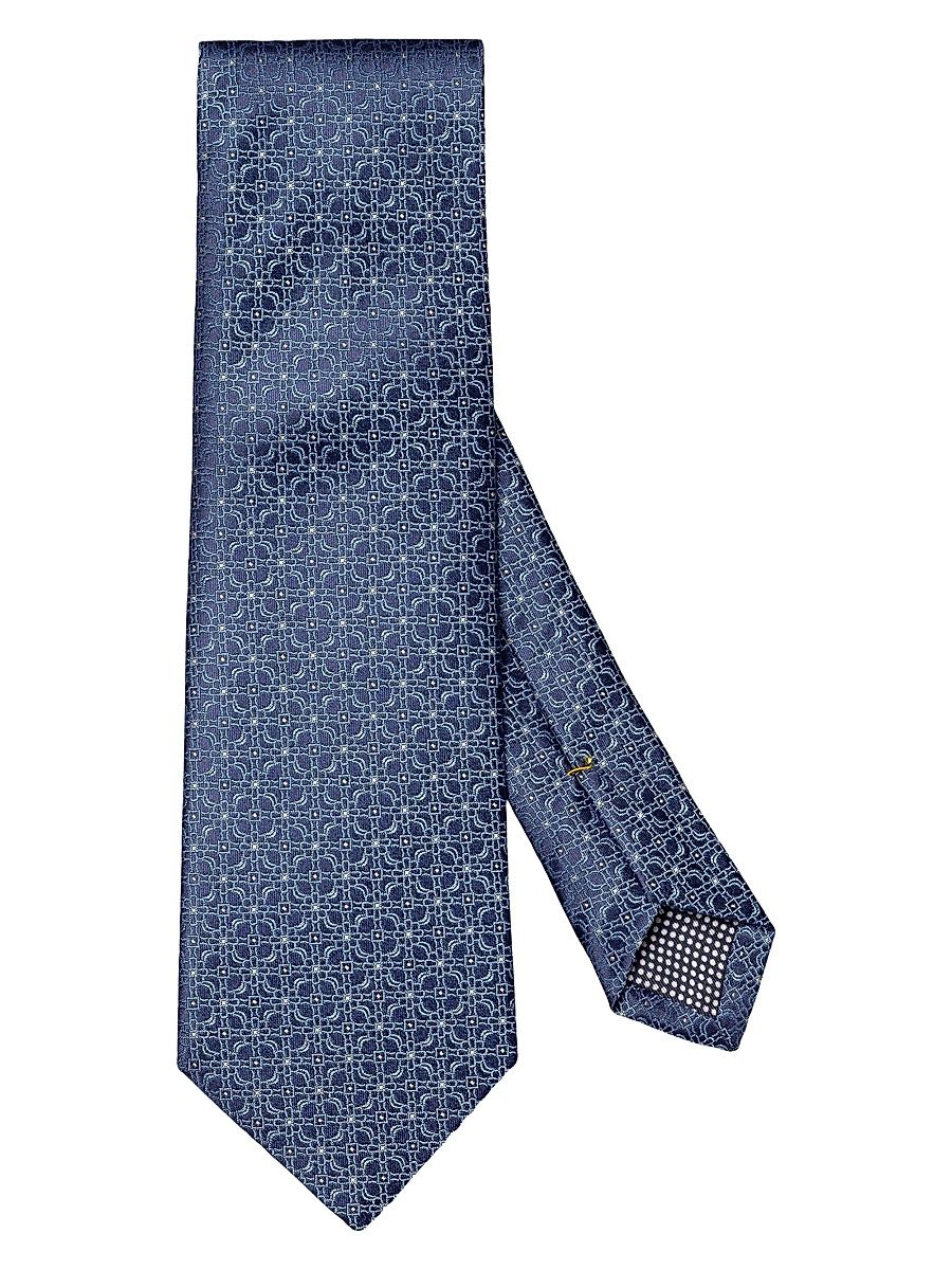 Men's Floral Silk Tie - Blue