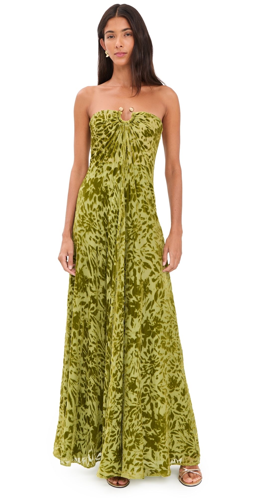 Cult Gaia Renay Burnout Velvet Dress Chive 4