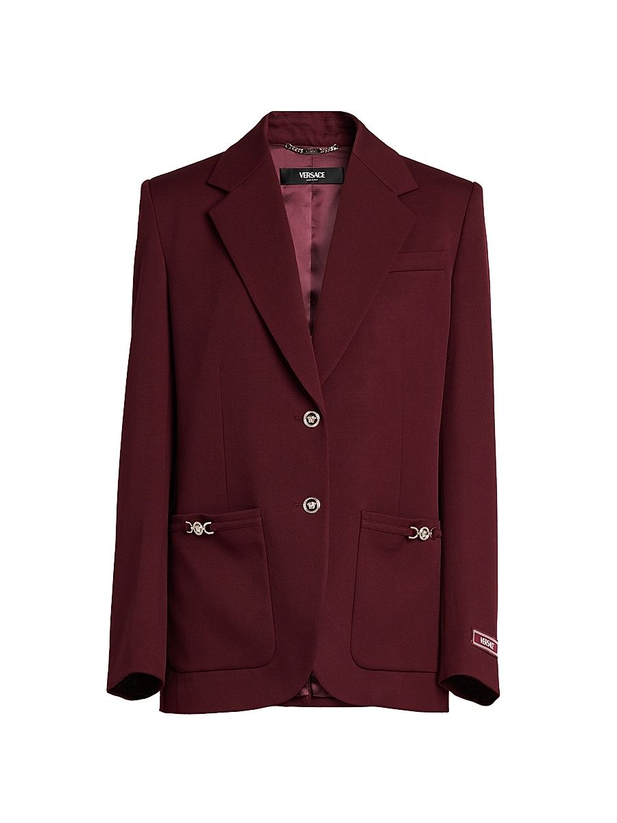 Women's Stretch Wool Informal Blazer - Burgundy - Size 8