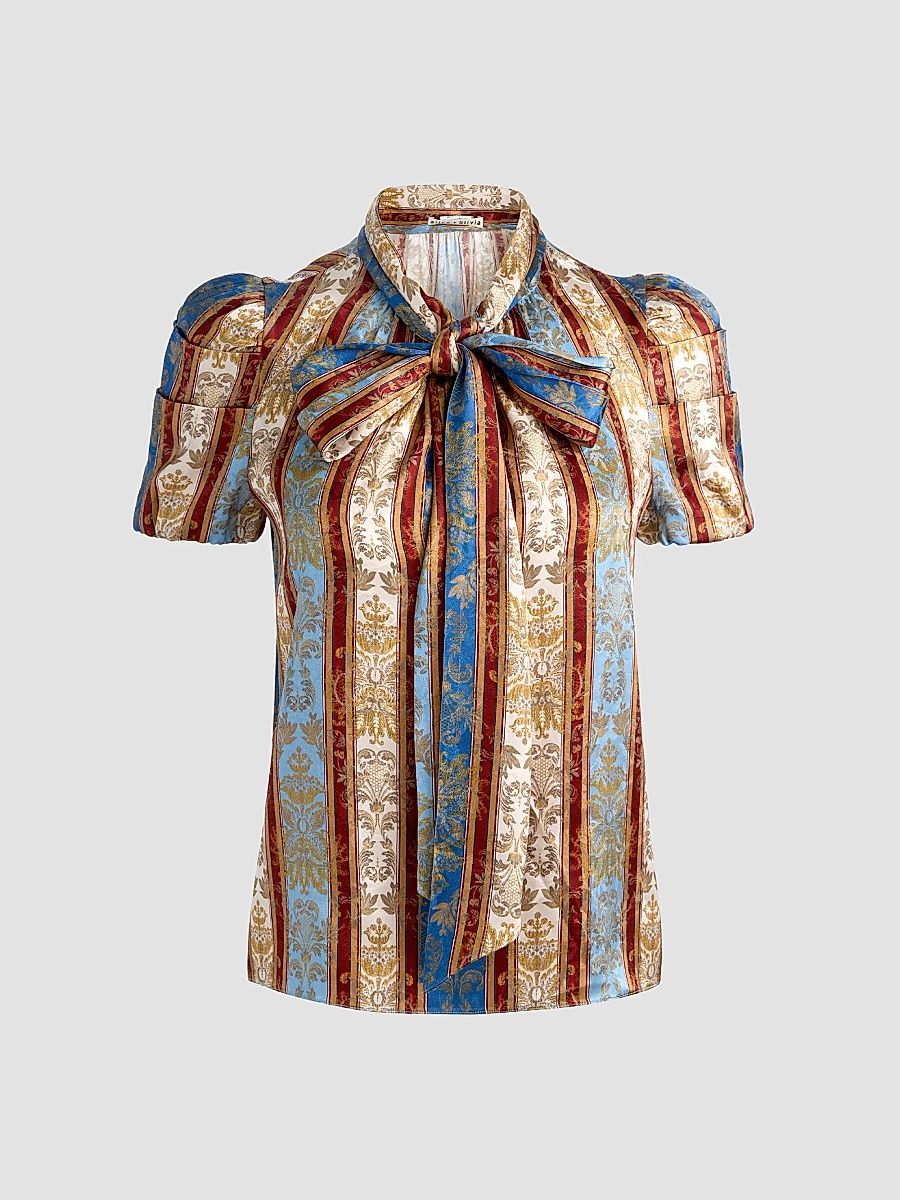 ALICE + OLIVIA Women's Brentley Tieneck Blouse - Grand Affair - Size XL