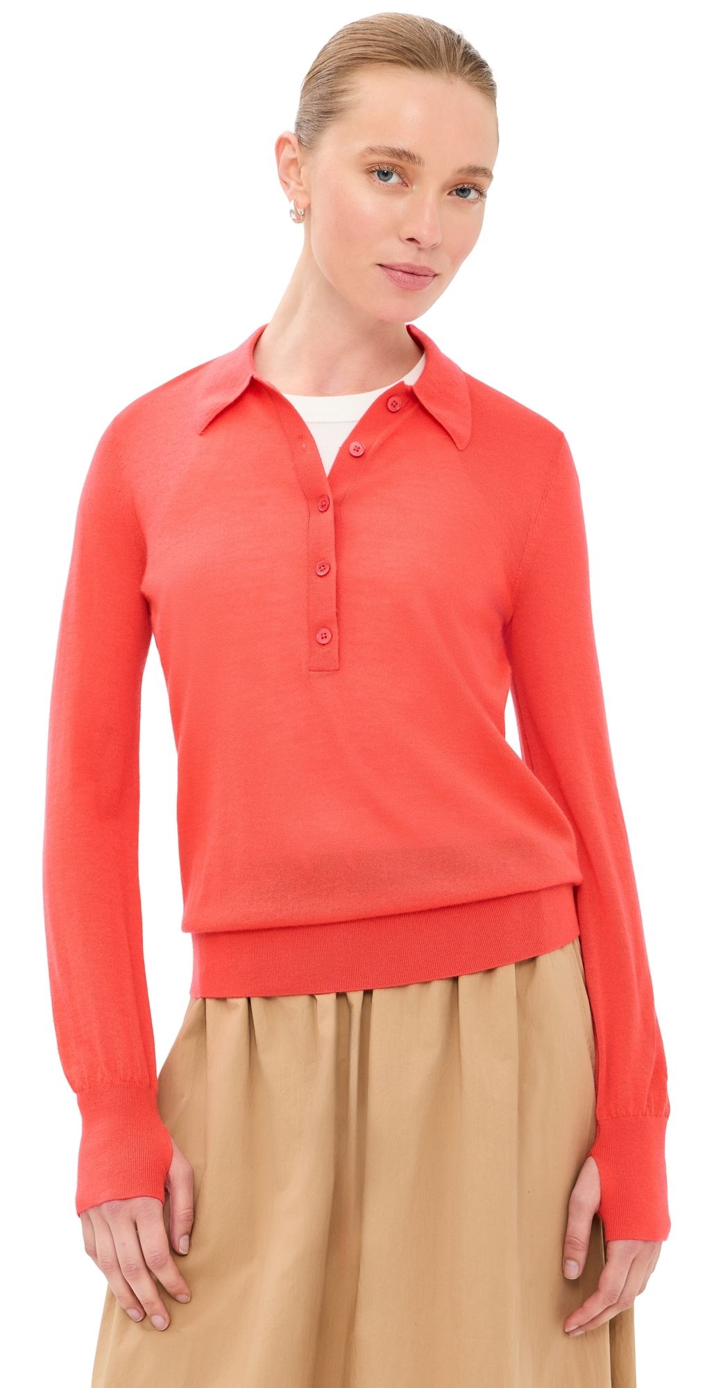 TWP New Henley Cashmere Sweater Bitter Red M