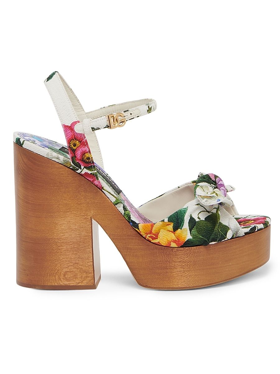 Women's Floral 125MM Platform Wedge Sandals - Size 11