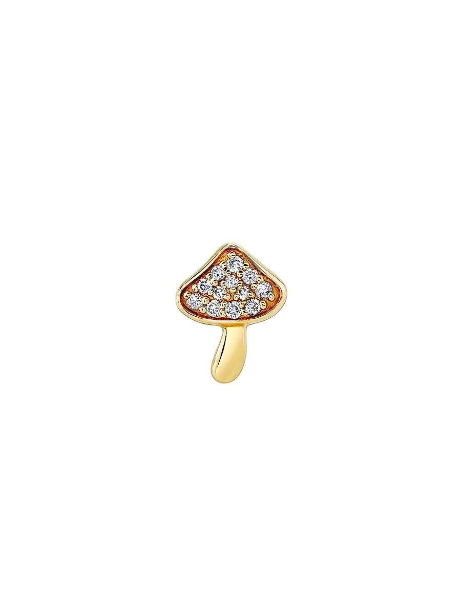 Women's 14K Yellow Gold & 0.06 TCW Diamond Mushroom Stud Earring - Yellow Gold