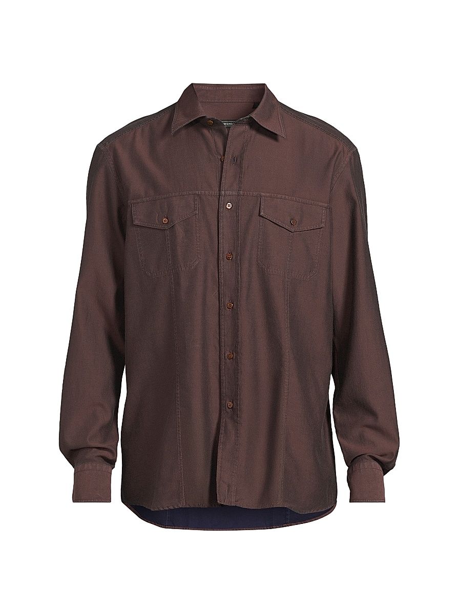 Men's Cotton Poplin Shirt - Blue Dark Wash - Size 17