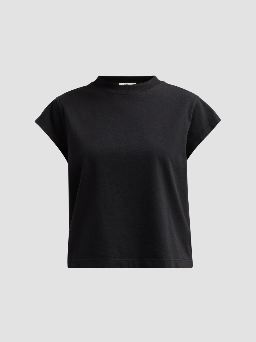 AGOLDE Women's Bryce Cotton Cap Sleeve T-Shirt - Black - Size Large