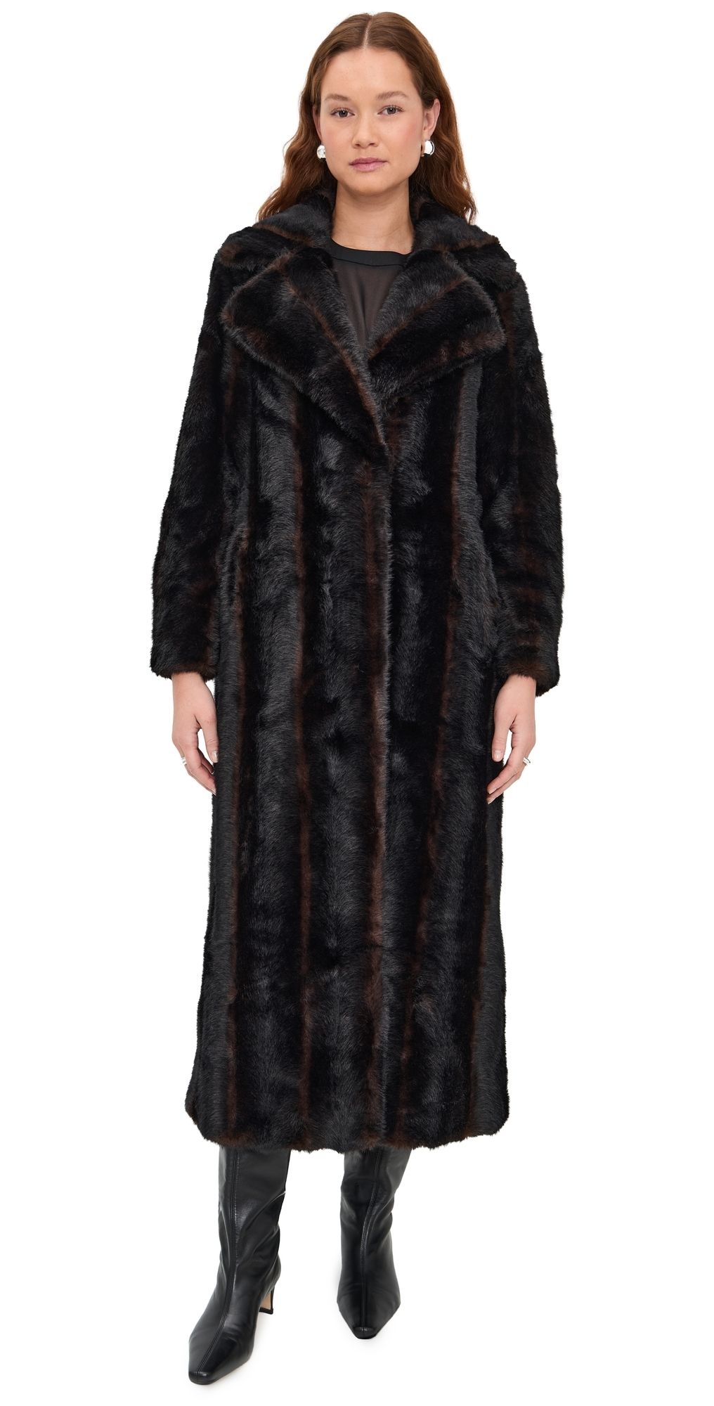 Apparis Gabrielle Shaved Mink Maxi Coat Noir Multi XXS