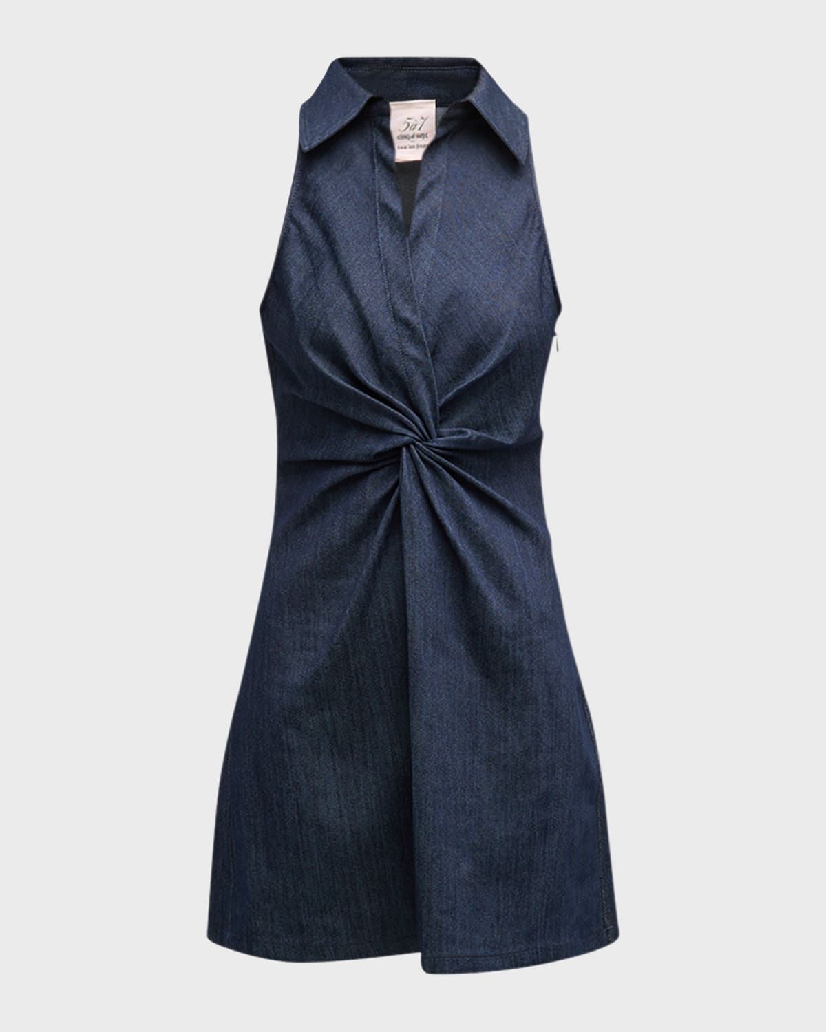 Mckenna Sleeveless Knotted Chambray Mini Dress