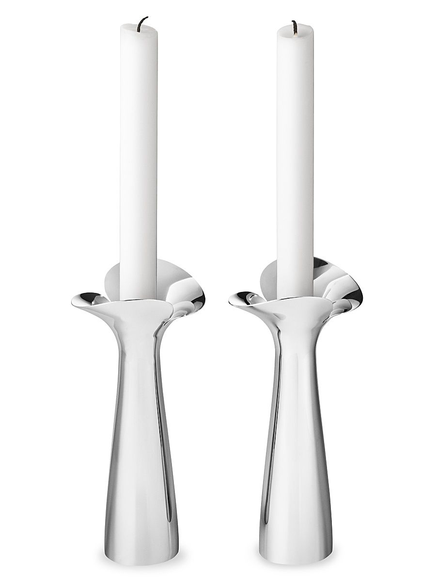 Bloom Botanica 2-Piece Stainless Steel Candleholder Set