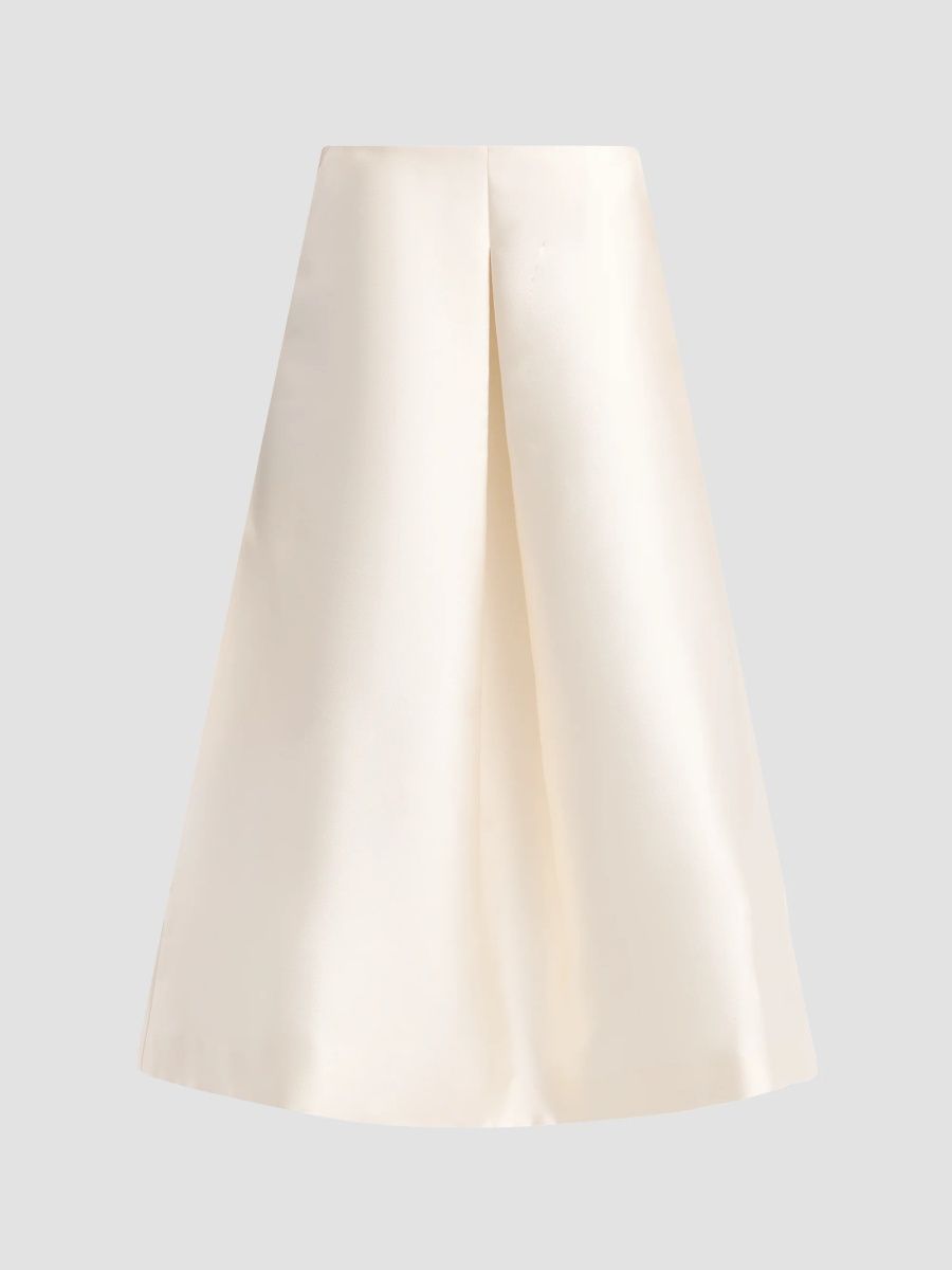 SIMKHAI Women's Vexa Pleat-Front Twill Midi Skirt - Frost - Size 0