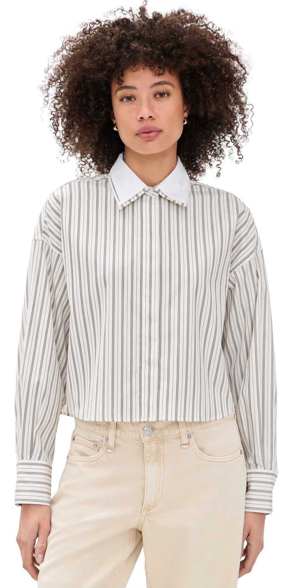 rag & bone Marin Stripe Layered Shirt Cream Stripe XS
