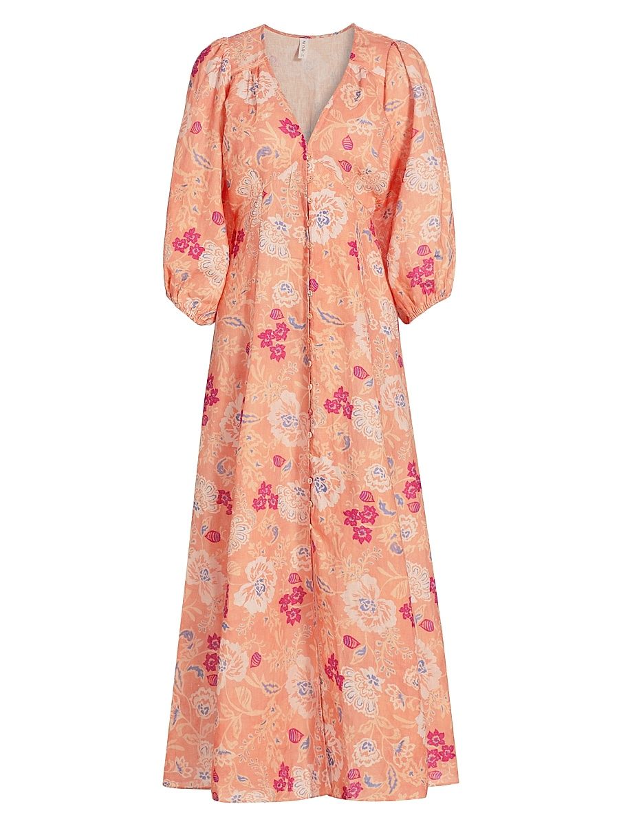 Women's Rosa Floral Linen Maxi Dress - Rosa - Size 4