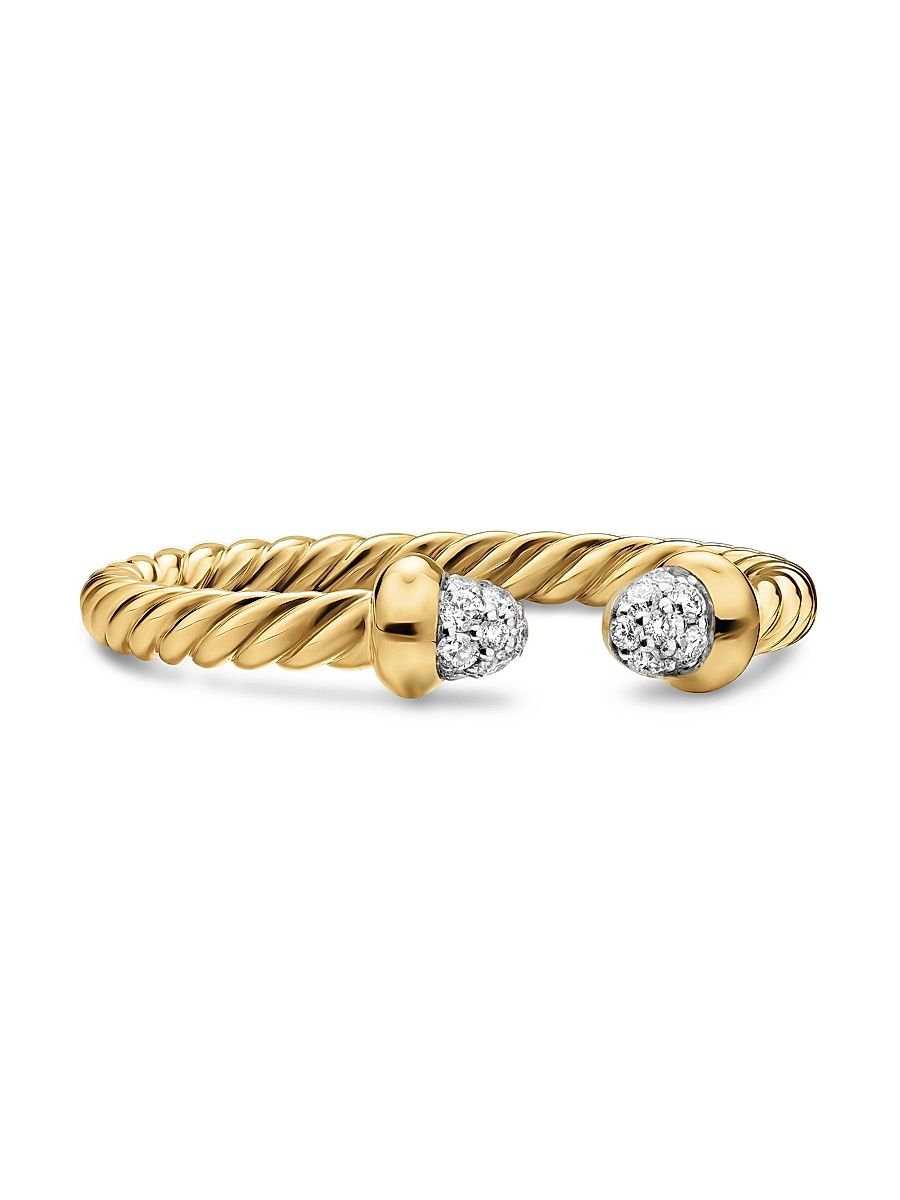 Women's Micro Cablespira Flex Open Ring in 18K Yellow Gold - Diamond - Size 6