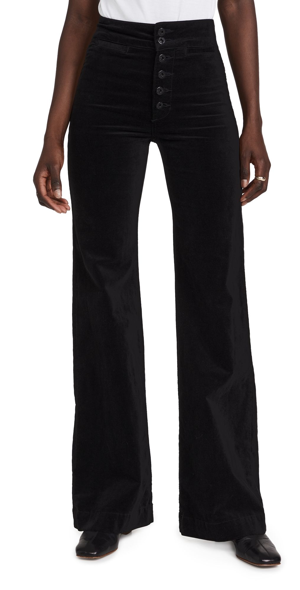 ASKK NY Brighton Velvet Wide Leg Pants Black Velvet 32