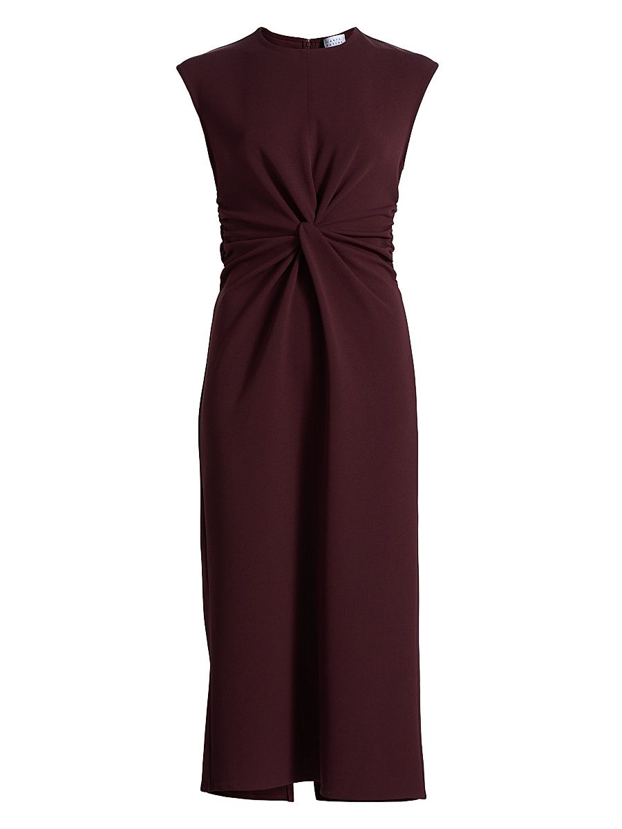 Women's Kimberly Scuba Twist Midi-Dress - Deep Plum - Size 14