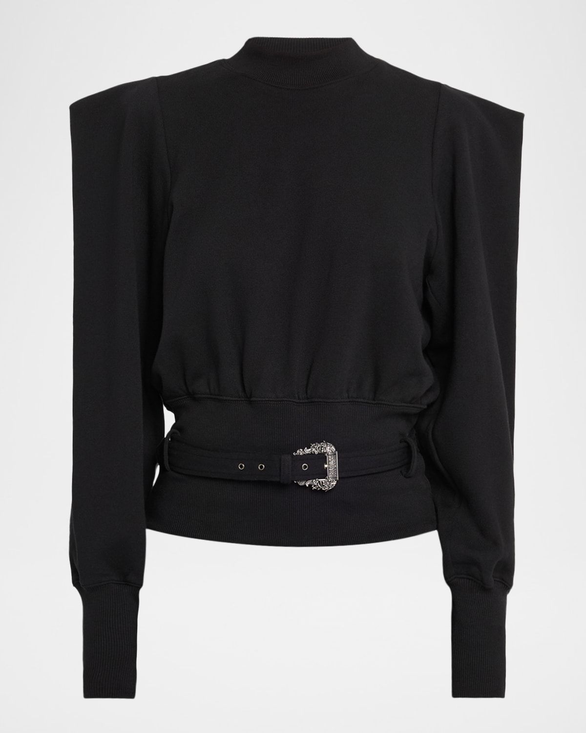 Belted Mock-Neck Sweatshirt