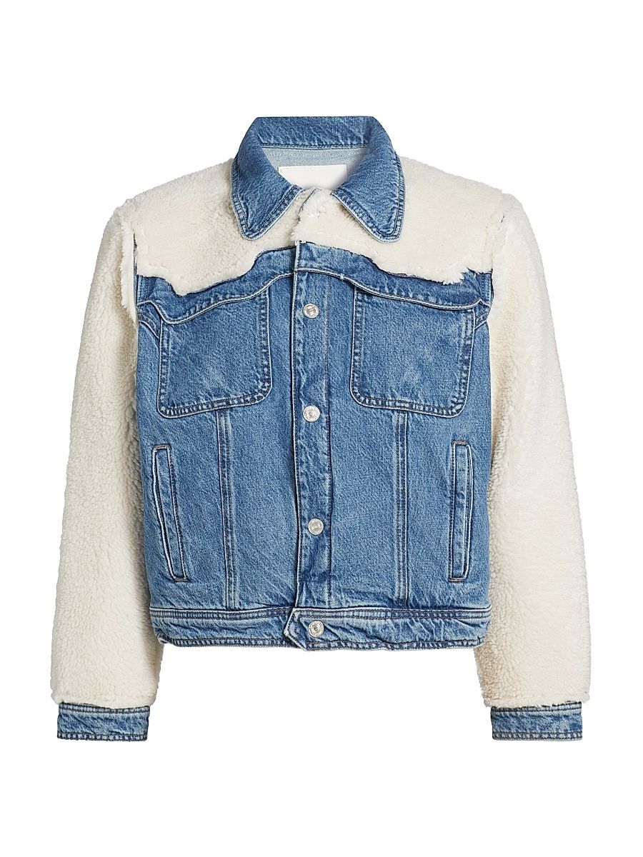 Women's Backbend Faux Shearling Denim Jacket - Deans List - Size XS