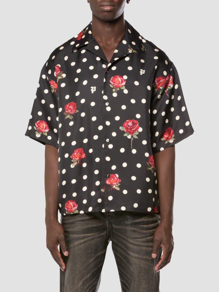 Purple Brand Men's Printed Silk-Blend Camp Shirt - Black - Size XXL