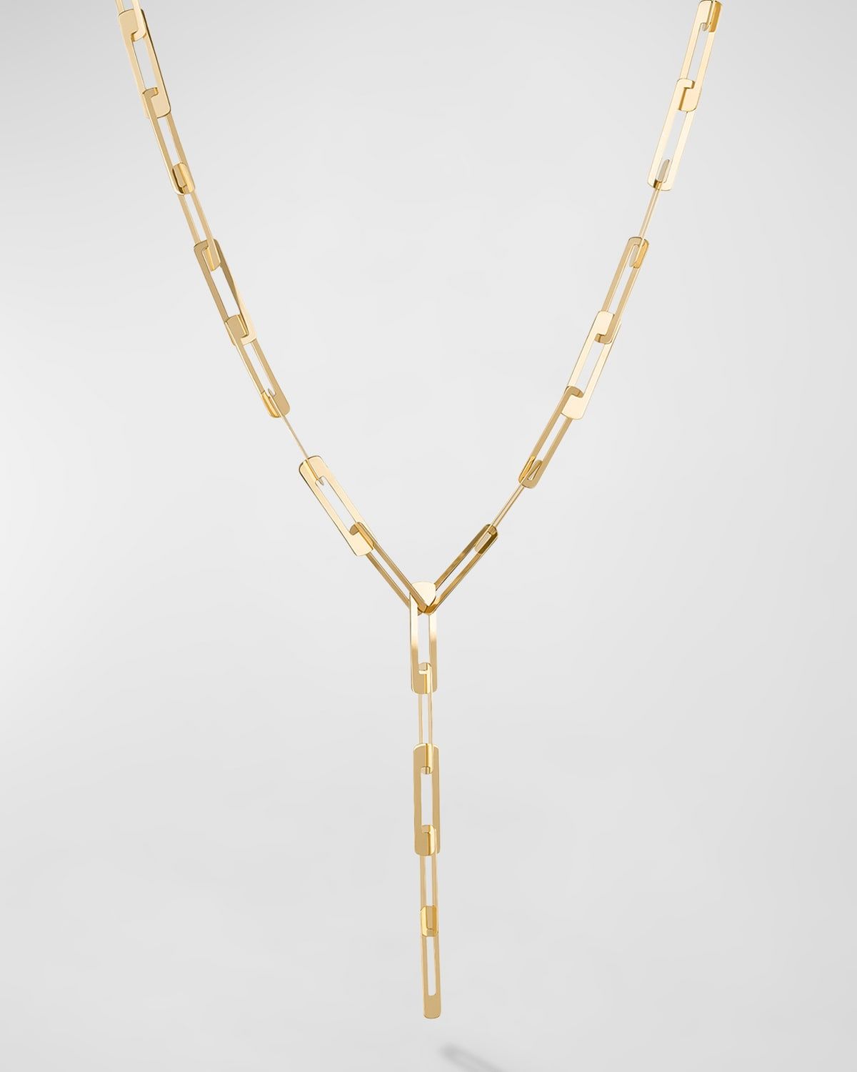 Laser Open Interlocking Rectangle Lariat Necklace