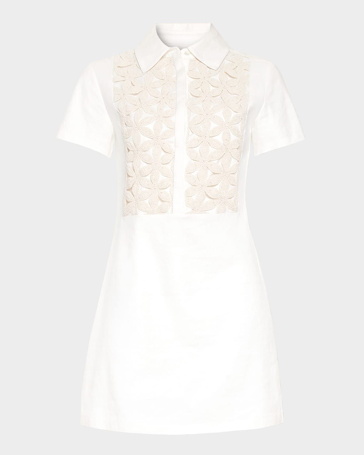 Sabrina Floral Crochet Mini Shirtdress