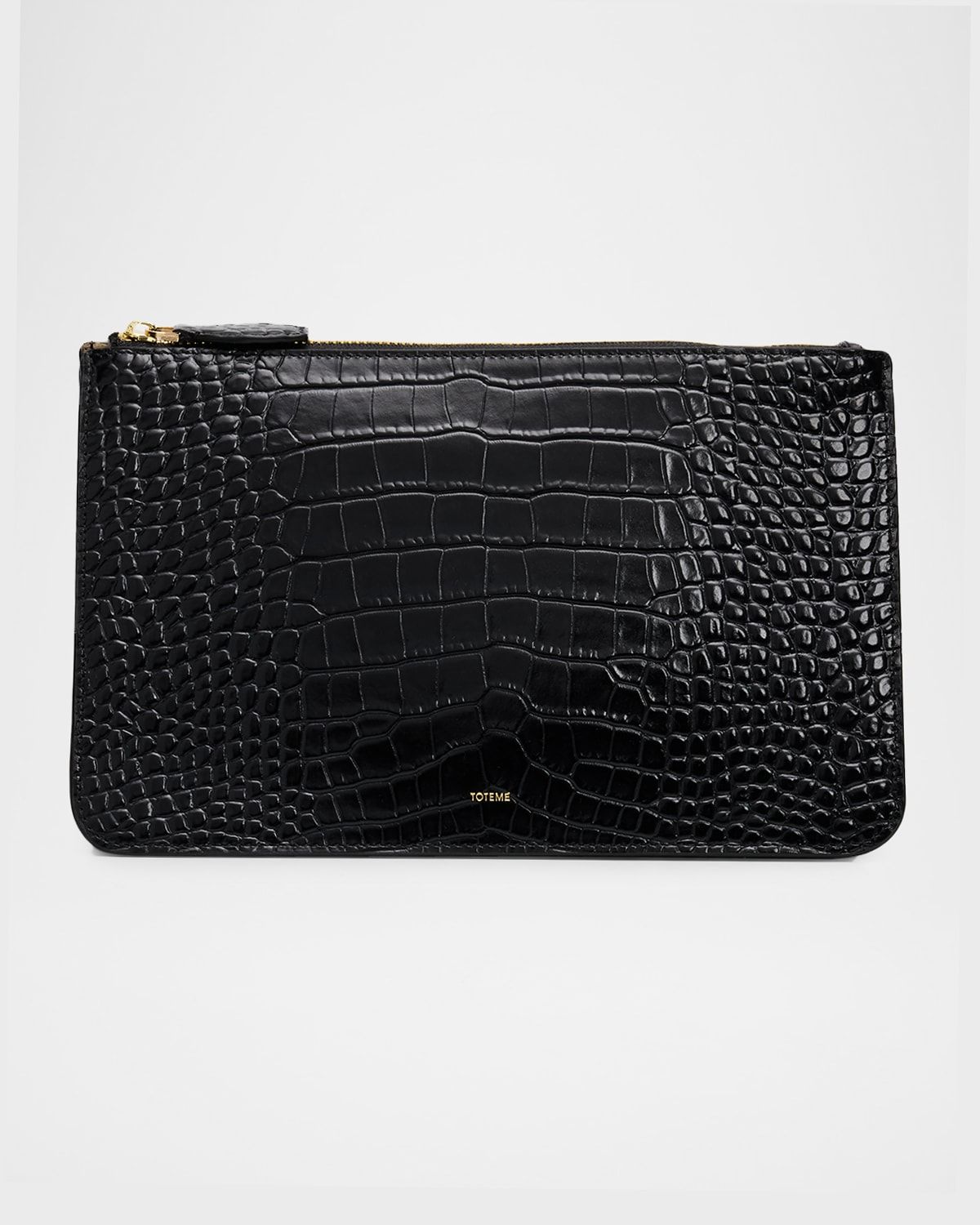 Croc-Embossed Leather Clutch Bag
